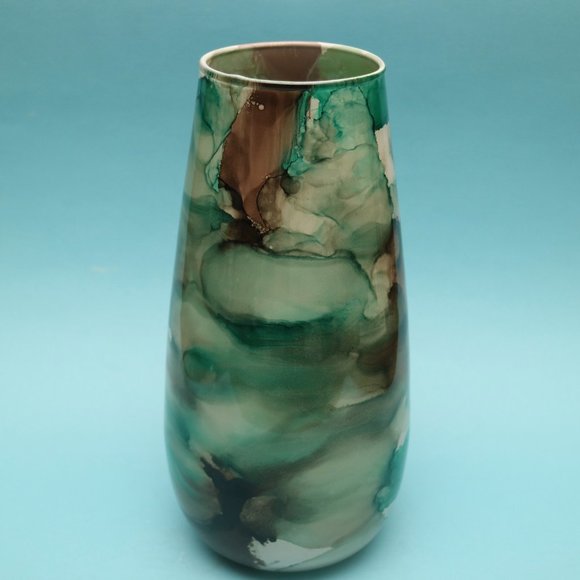 Vintage Contemporary Mottled Glass Vase | Franco of Italy Style | Marbled Vase - Picture 5 of 6